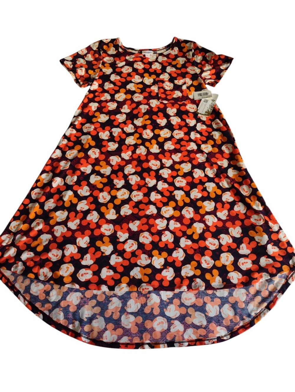 Lularoe Small Carly Orange Mickey Print Dress